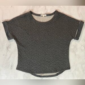 EUC Relished Quilted Roll Sleeve Charcoal Oversized Boxy Sweatshirt Size Medium